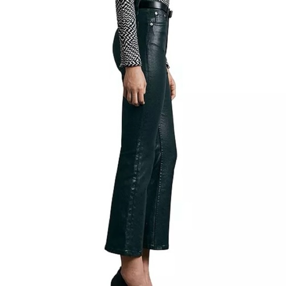 Rag & Bone Casey High Rise Ankle Flare Jeans in Coated Pine Grove Size 27 - Picture 3 of 12